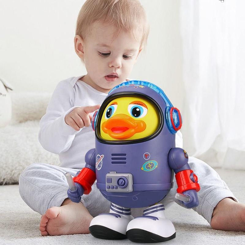Baby Duck Toy Musical Interactive Toy Electric with Lights and Sounds Dancing Robot Space Elements for Infants Babies Kids Gifts