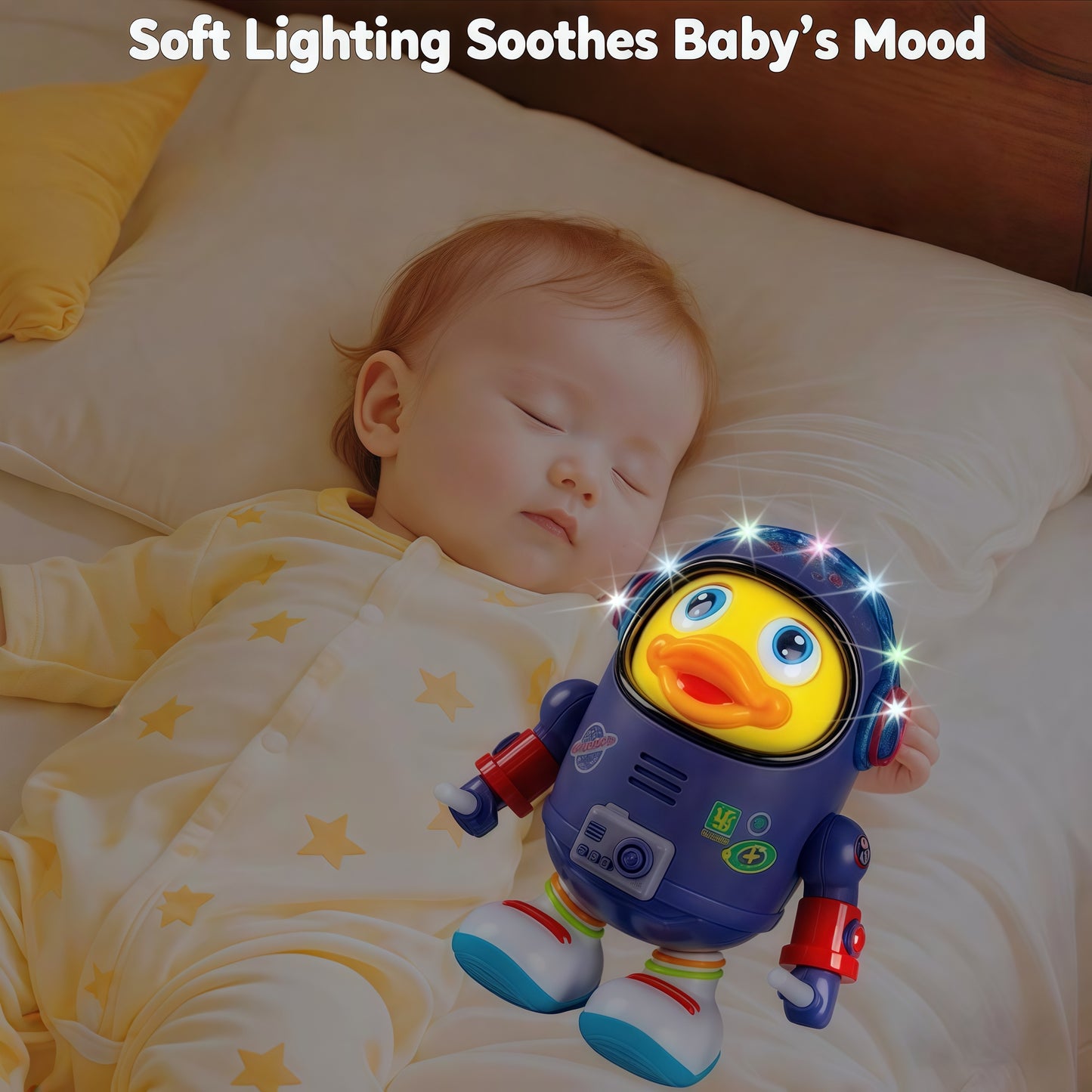Baby Duck Toy Musical Interactive Toy Electric with Lights and Sounds Dancing Robot Space Elements for Infants Babies Kids Gifts
